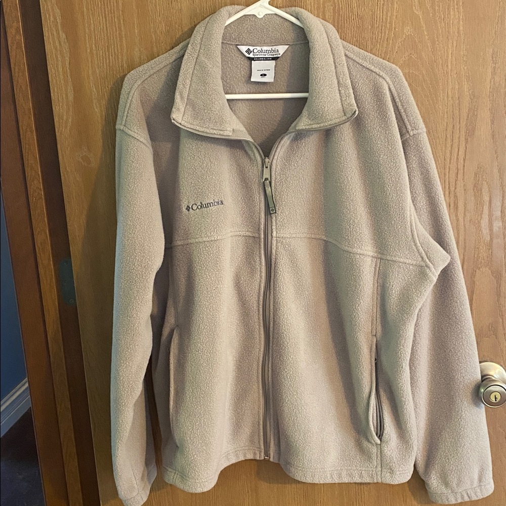 Columbia Beige Full-Zip Fleece Jacket